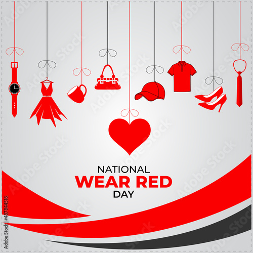 National wear red day. Template for background, banner, card, poster.