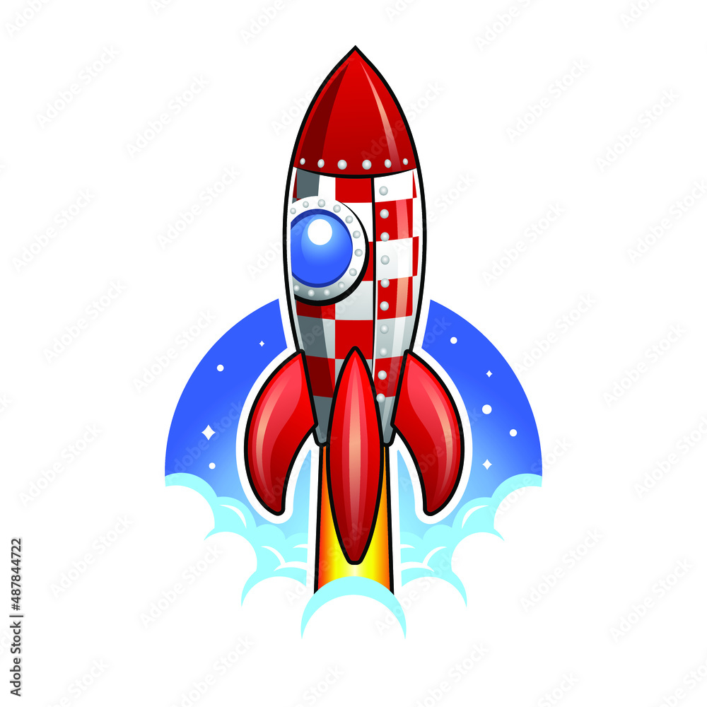 Fototapeta premium rockets vector Illustrated, on white background. Design element for logo, poster, card, banner, emblem, t shirt. Vector illustration.