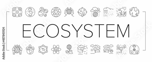 Ecosystem Environment Collection Icons Set Vector .