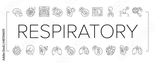 Respiratory Disease Collection Icons Set Vector .