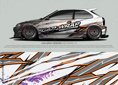 Car wrap decal design vector. abstract Graphic background kit designs for vehicle, race car, rally, livery, sport car