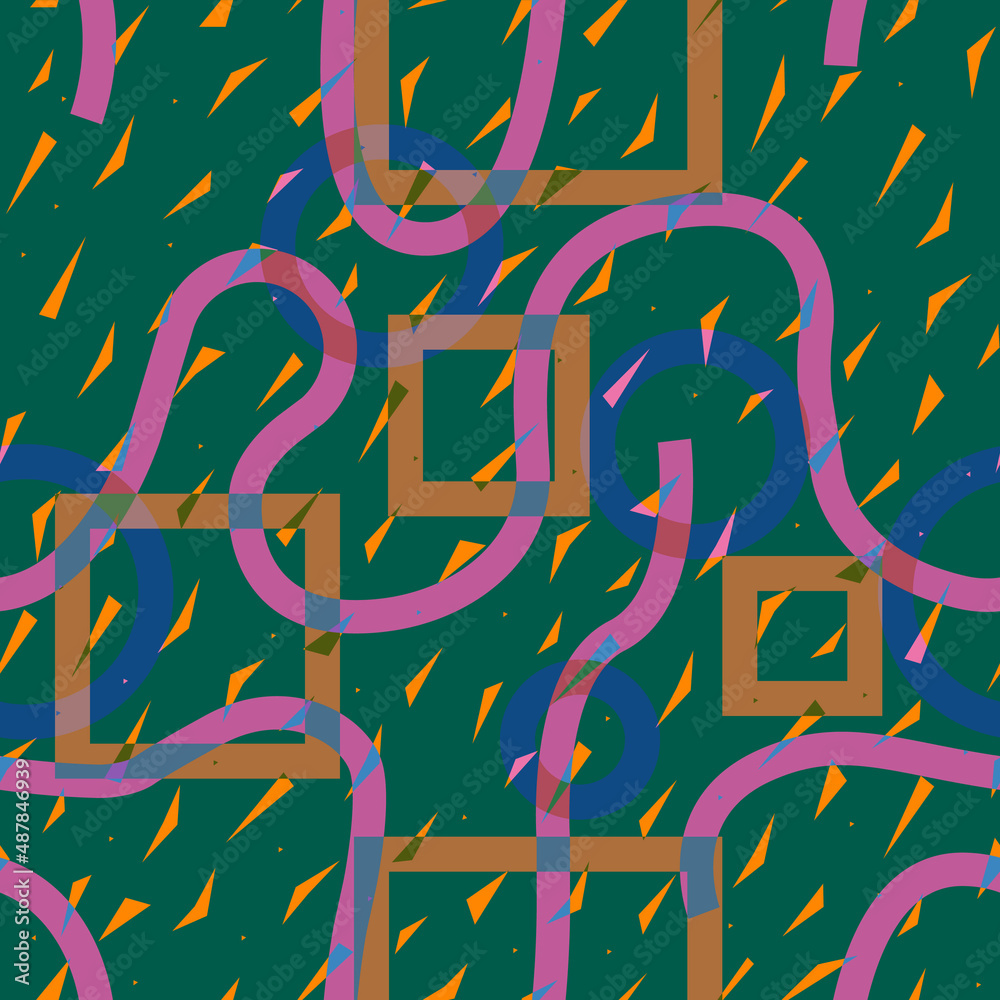 Obraz premium lines and simple geometric figures pattern 90s