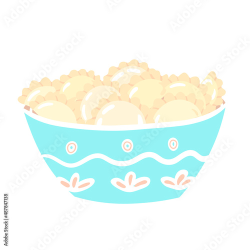 Vector illustration of bowl with dumplings