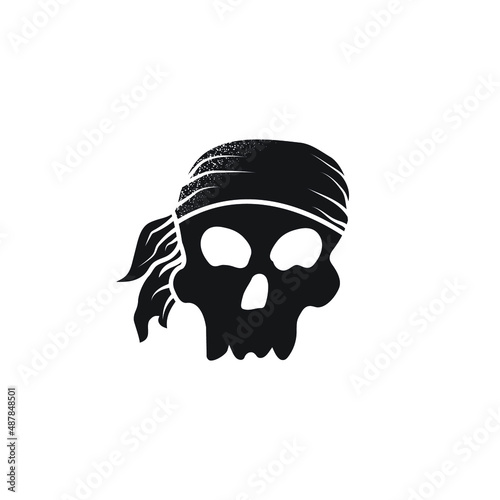 Skull black and white illustration.