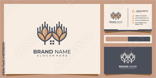house with hops logo design, house beer logo, brewery, modern, emblems, vector,