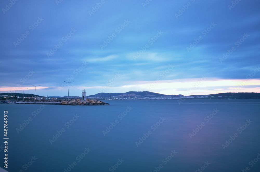 Fototapeta premium view of the port of the country, long exposure