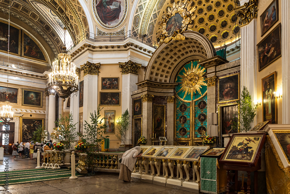 Interior of the Trinity Cathedral of the Alexander Nevsky Lavra, Saint Petersburg, Russia