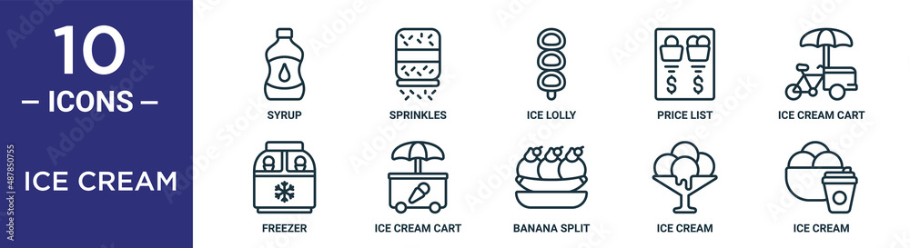 ice cream outline icon set includes thin line syrup, ice lolly, ice ...