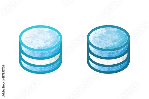 Blue Macaroons icon set. Vector illustration. Hand-drawn macaron, blue and white chalk on the white background.