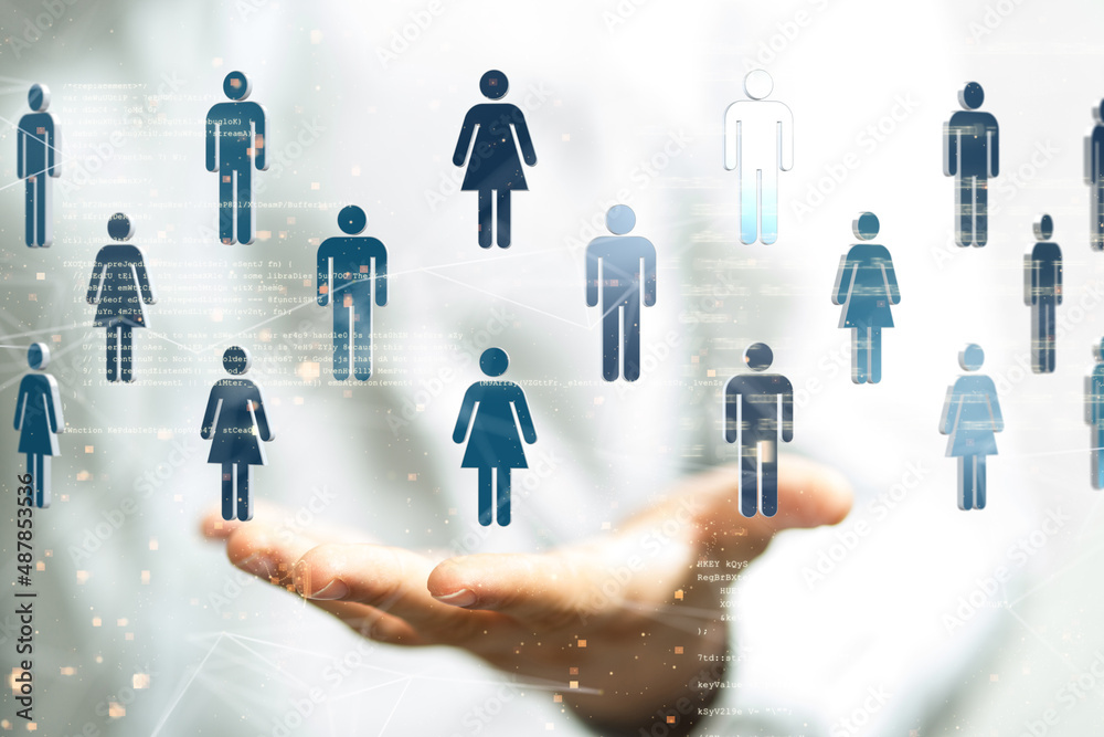 Global network. Blockchain. 3D illustration. Neural networks and artificial intelligence. Abstract