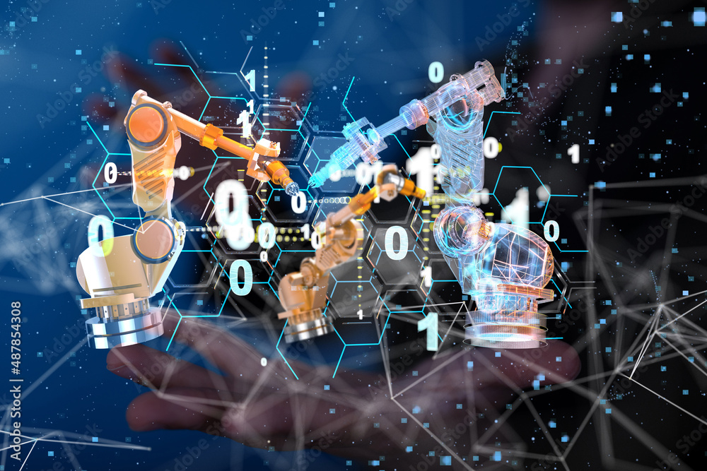 Neural network 3D illustration. Big data and cybersecurity Neural network 3D illustration. Big data and cybersecurity