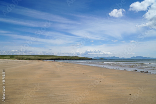 The wild  empty beach at Abeffraw on Anglesey  Wales  UK