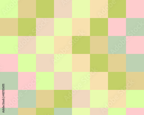 Colorful pastel squares grid background wrapping checkered pattern minimalistic multicolor graphic random blocks olive,pink,beige mosaic wallpaper cubic. For print posters,cards,fabric,web design.