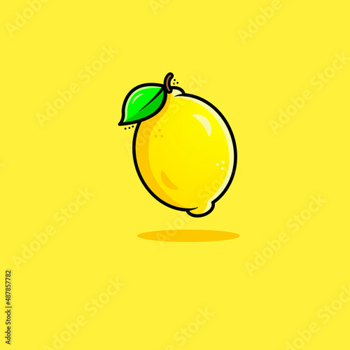 ripe juicy yellow citrus fresh lemon with leaf