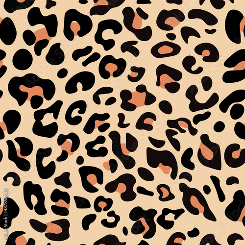 Vector seamless illustration skin pattern cheetah or leopards. Background for any graphic design use, wallpaper, fabric or textile, and rug.