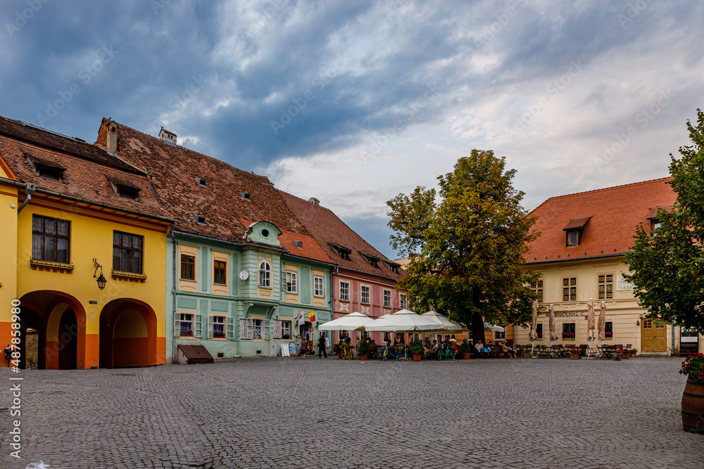 The historic city of Sighisoara in Transilvania Romania	
