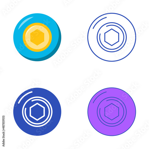 Token in bubble icon set in flat and line style