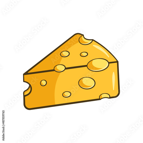 Piece of cheese. Isolated. Cartoon. Vector illustration. Isolated on white background