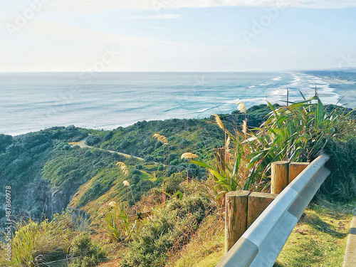 A beautiful shot of a seascape taken in Maukatia Bay, Muriwai, Auckland photo