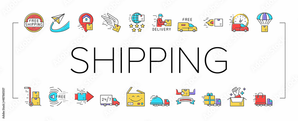 Free Shipping Service Collection Icons Set Vector .