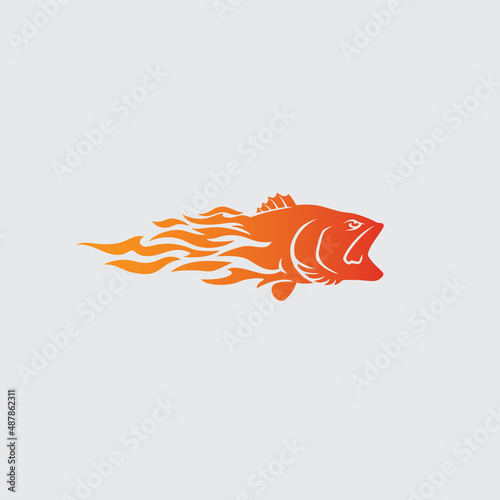 bass fish fire logo