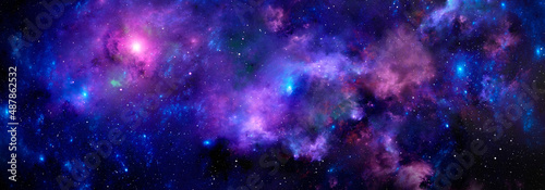 The night starry sky with a bright purple nebula © MARIIA