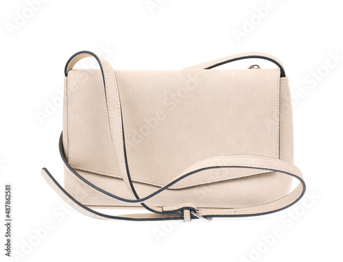 Cream colour women bag isolated on white background 