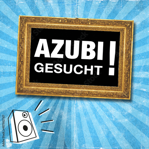 Goldener Rahmen auf Vintage Hintergrund mit Text, Azubi gesucht!