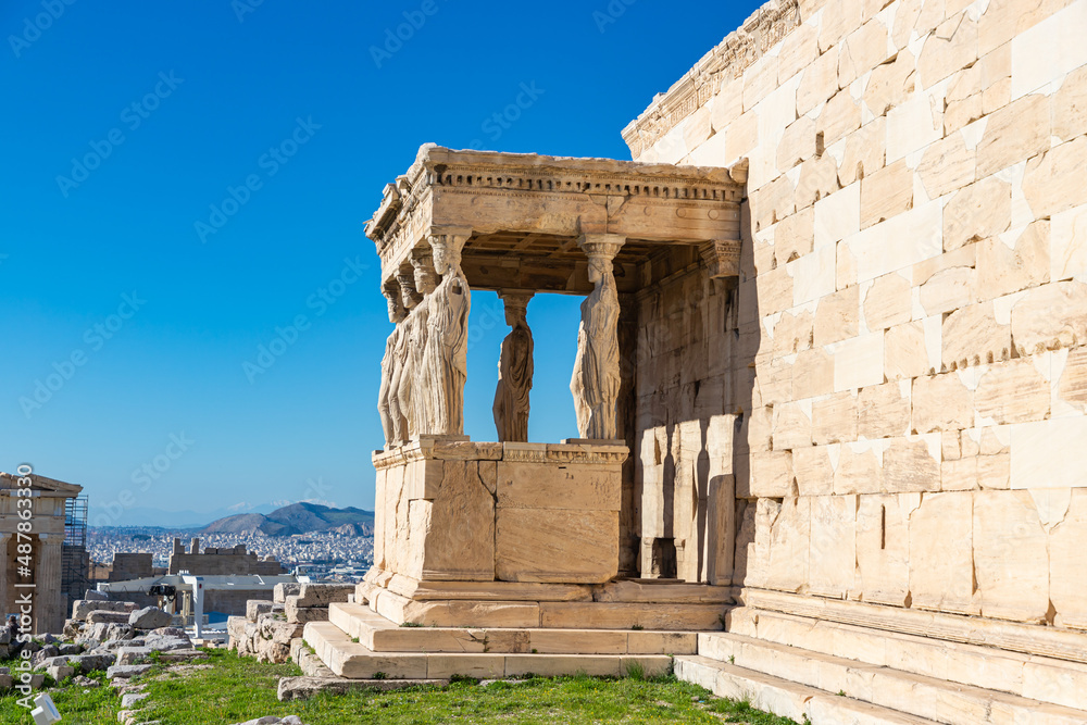 Fototapeta premium Caryatides, Erechtheion temple Acropolis in Athens, Greece