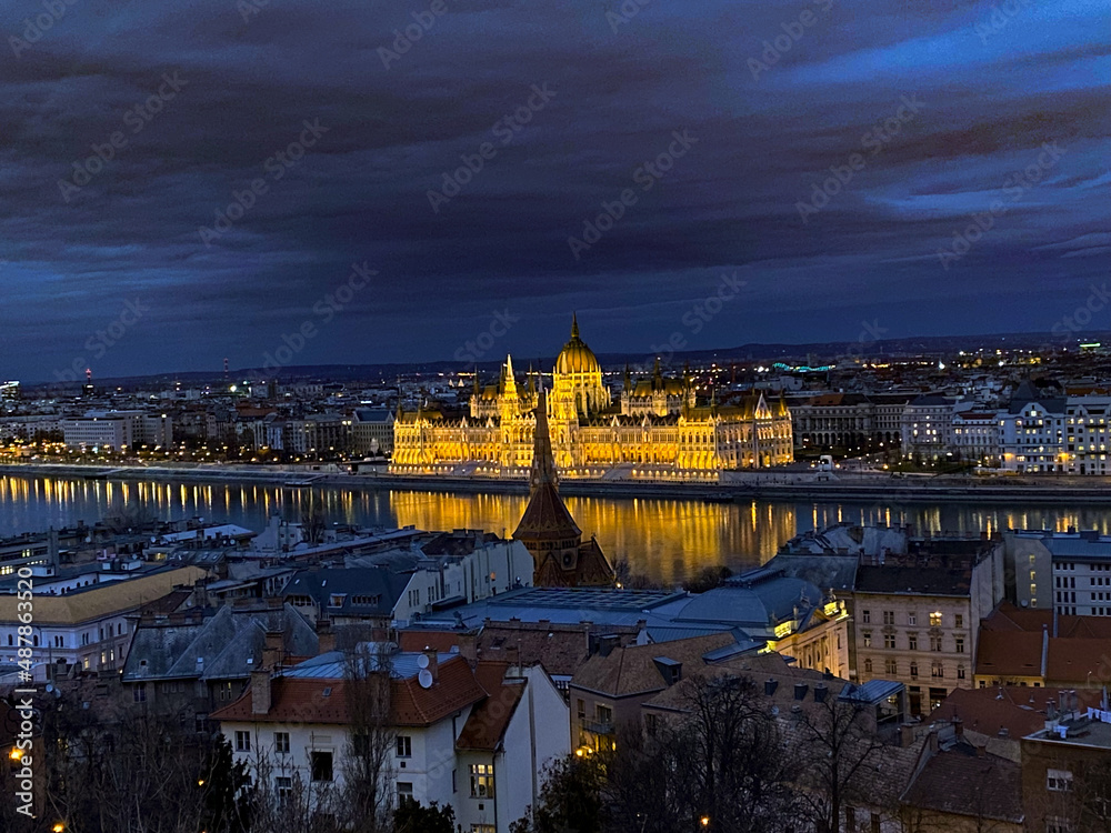 panoramic Budapest parliament 