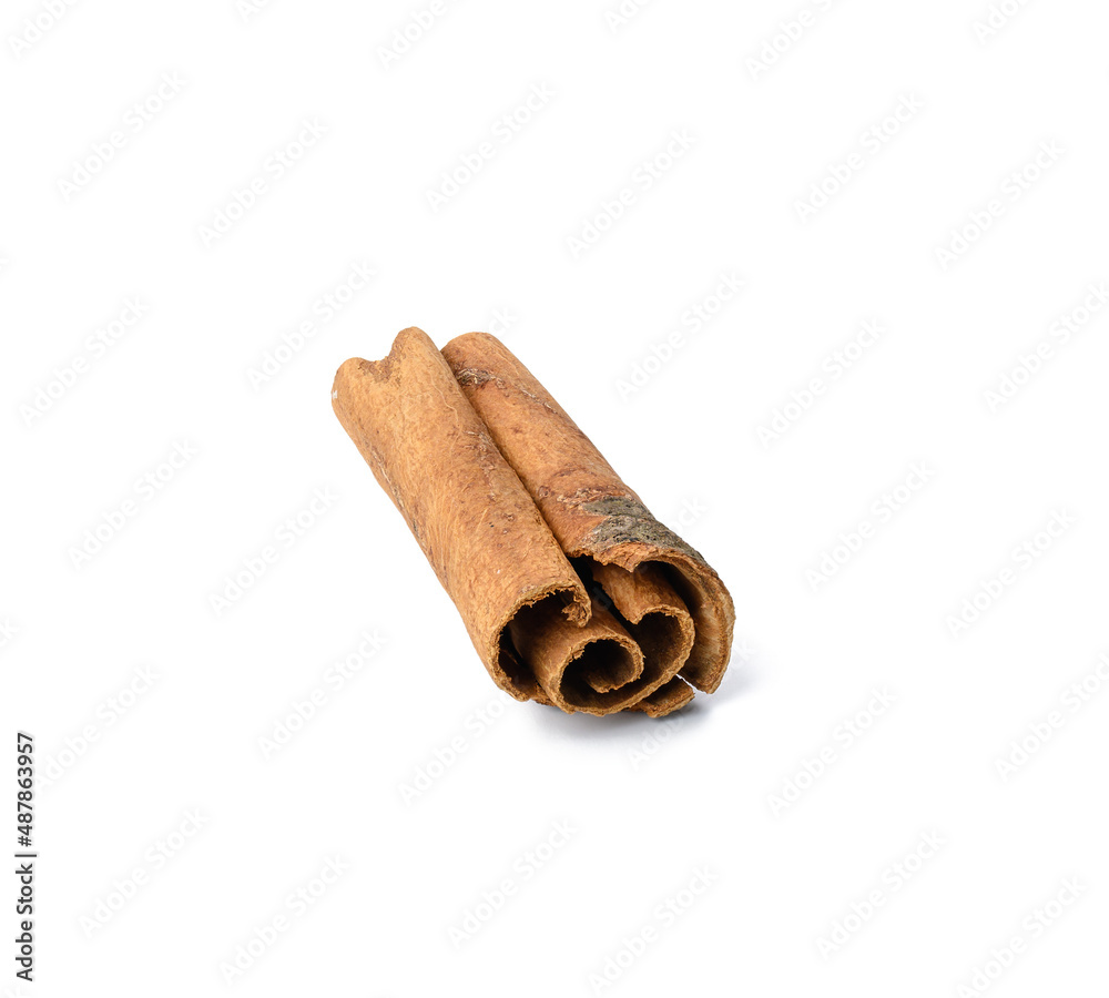 dry brown cinnamon stick isolated on white background, spice dry brown cinnamon stick isolated on white background, spice