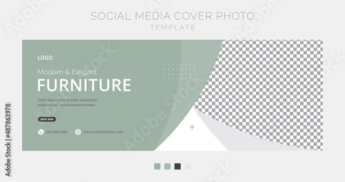 Modern furniture social media cover page banner template (ID: 487863978)