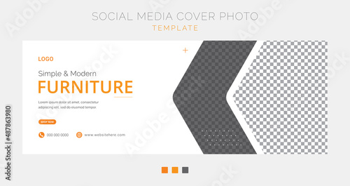 Modern furniture social media cover page banner template. Minimalist cover page template for social media (ID: 487863980)