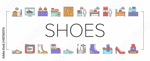 Shoes Repair Service Collection Icons Set Vector .