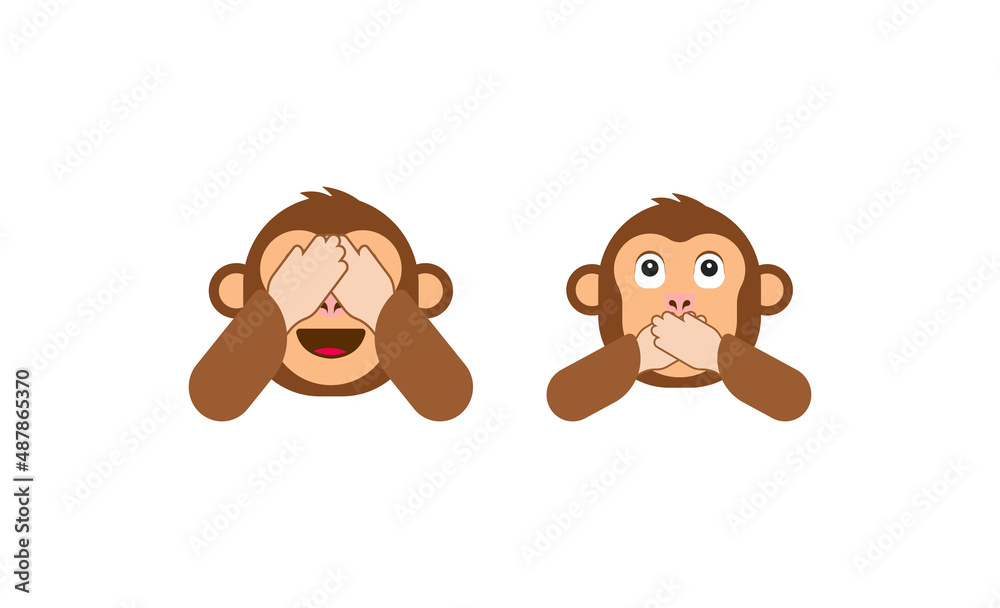 See no evil monkey vector flat icon. Isolated monkey face emoji