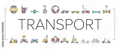 Personal Transport Collection Icons Set Vector .