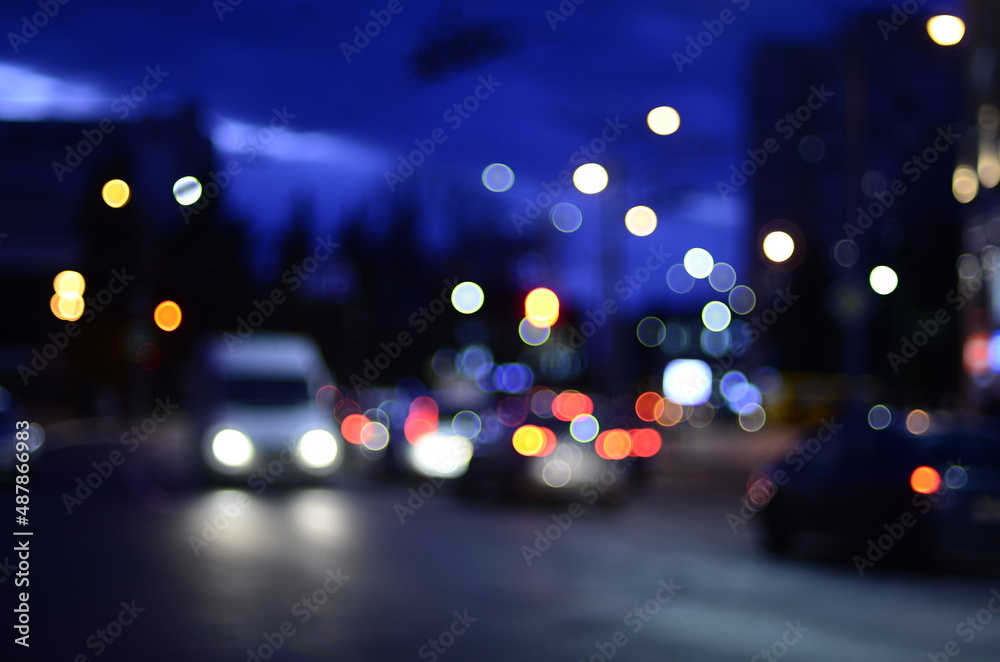 Blur view of night city
