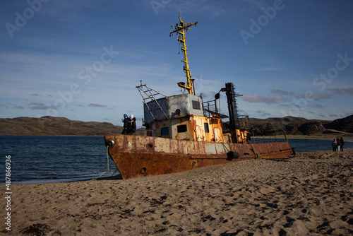 ship washed ashore in the arctic