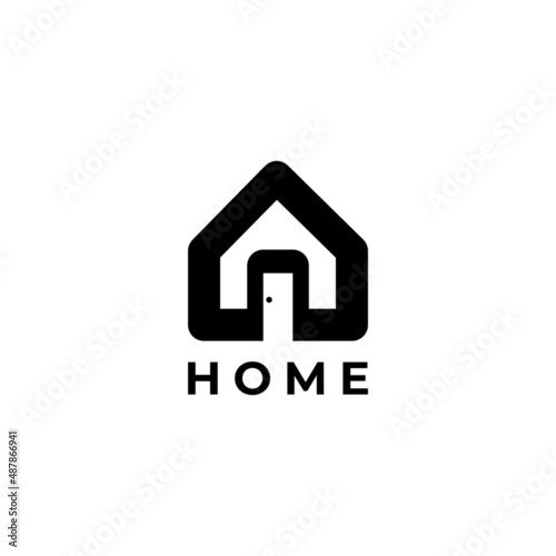 tech logo house abstract flat modern
