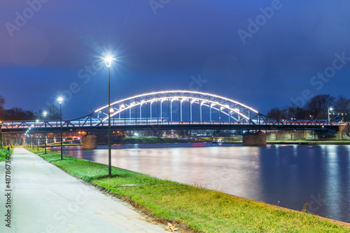 Jozef Pilsudski Bridge in the city of Krakow, Lesser Poland. © pawelgegotek1