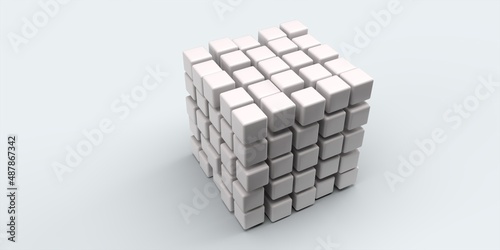 Background of cubes. Geometric structure. 3D visualization
