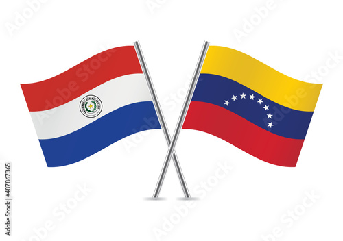 Paraguay and Venezuela crossed flags. Paraguayan and Venezuelan flags, isolated on white background. Vector icon set. Vector illustration. Free Download Paraguay and Venezuela crossed flags. Paraguayan and Venezuelan flags, isolated on white background. Vector icon set. Vector illustration. - GFXLoad