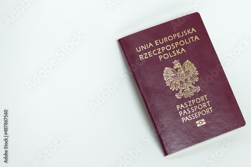 Poland Polish Passport on the white background. 