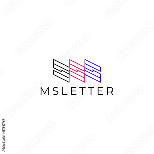 tech modern letter monogram m s simple flat