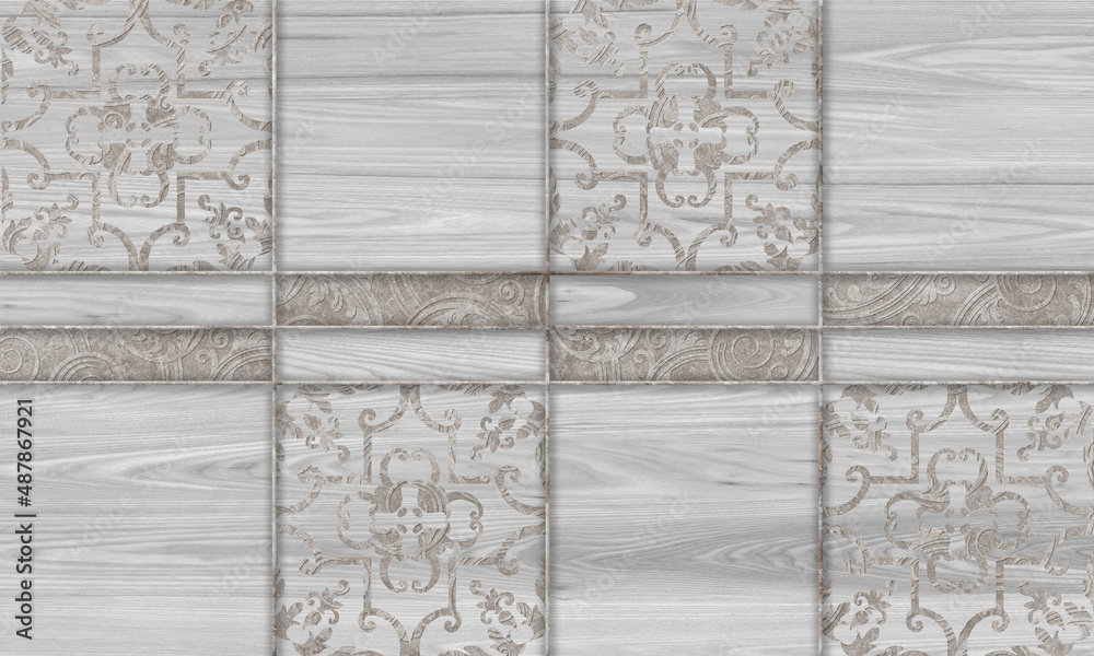 seamless patterned gray wood mosaic background