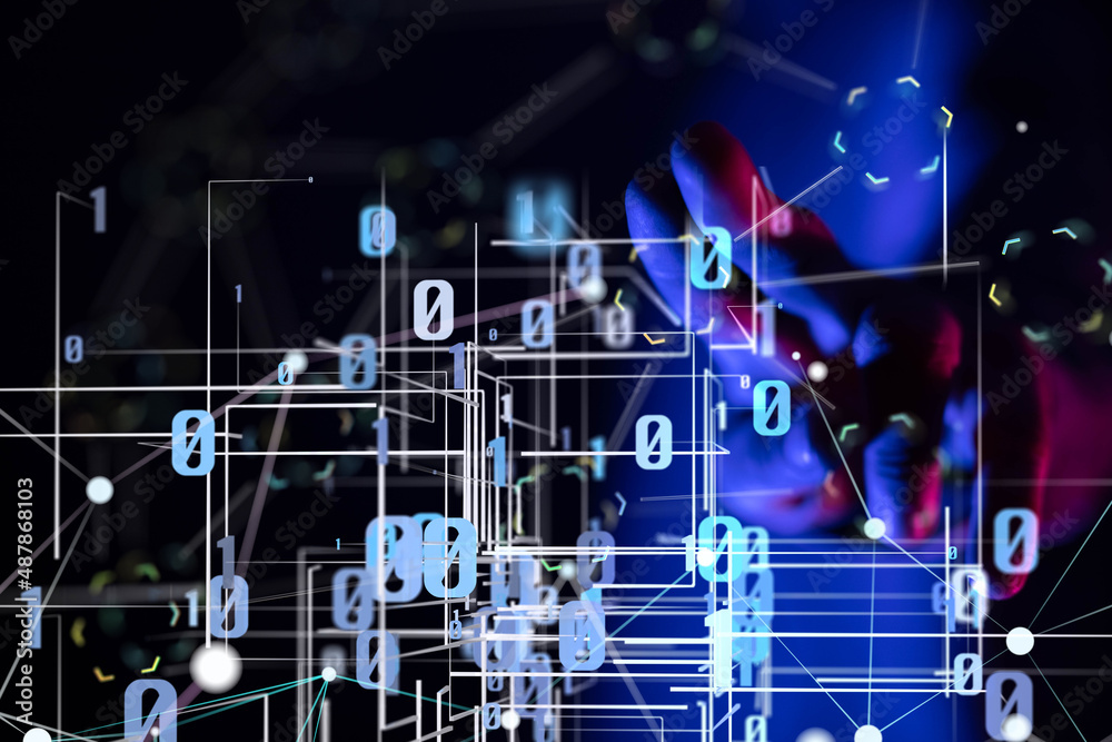 Global network. Blockchain. 3D illustration. Neural networks and artificial intelligence. Abstract Global network. Blockchain. 3D illustration. Neural networks and artificial intelligence. Abstract