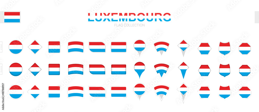 Large collection of Luxembourg flags of various shapes and effects. Large collection of Luxembourg flags of various shapes and effects.