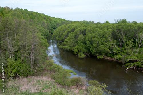 View of the Desna River from the Annunciation Hill, Vshchizh village, Zhukovka district, Bryansk region, Russia, May 10, 2014