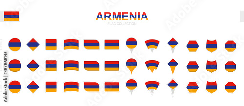 Large collection of Armenia flags of various shapes and effects.
