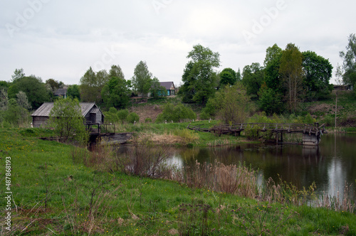 Watermill on the Ovstuzhenka River, Ovstug village, Zhukovka district, Bryansk region, Russia, May 10, 2014